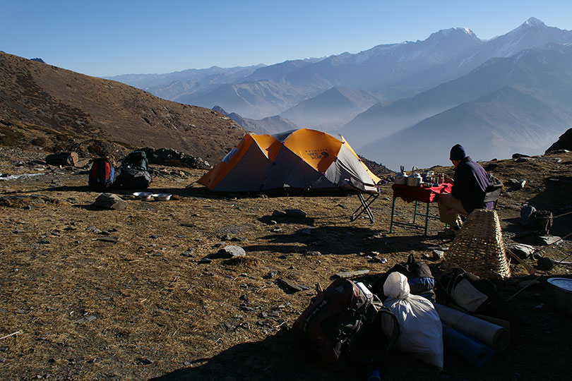 Trekkers Camping in Dhaulagiri Region; Remote and Hidden Treks in the Himalayas