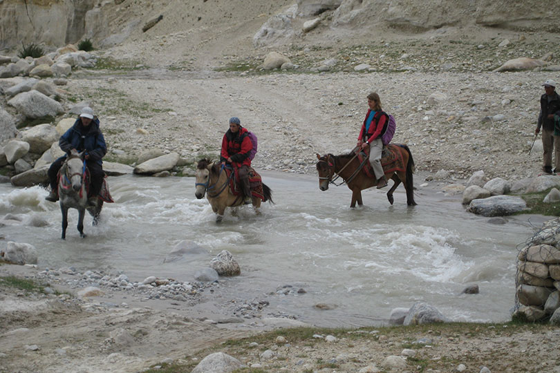 Trekkers Horse Riding in Upper Mustang; One of the remote and hidden Treks in the Himalayas
