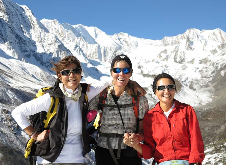 Trekker enjoying on the trail of Tsum Valley
