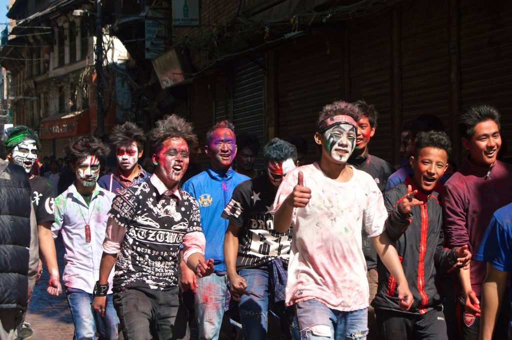 Celebrating Holi at Basantapur Durbar Square