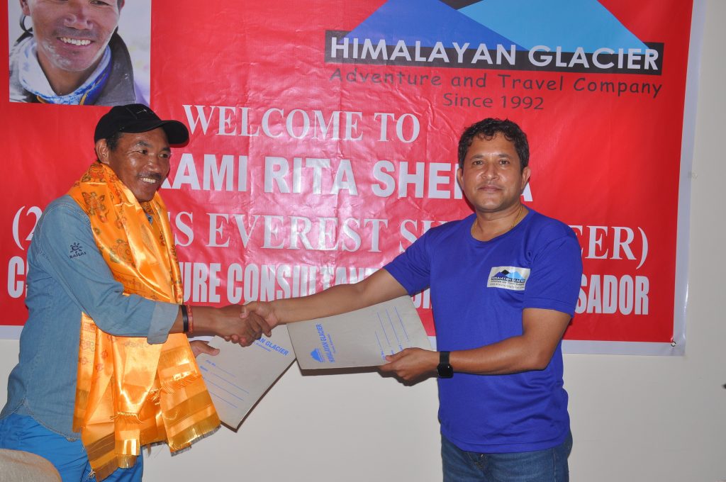 Kami Rita Sherpa with Sagar Pandey (CEO of Himalayan Glacier Adventure and Travel Company)