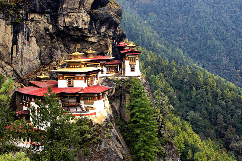 Taktshang Goemba Tigers Nest Monastery Bhutan in a mountain cliff