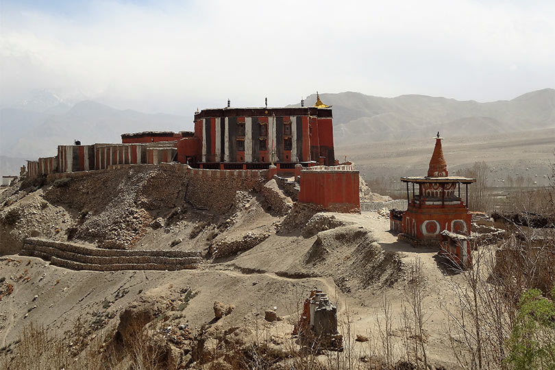 View of Charang Chorten and Monastery in Upper Mustang