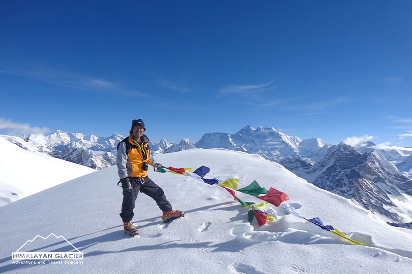 At the top of Mera Peak