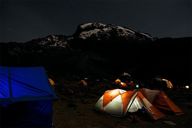 Better visibility at night while climbing Mount Kilimanjaro during full moon