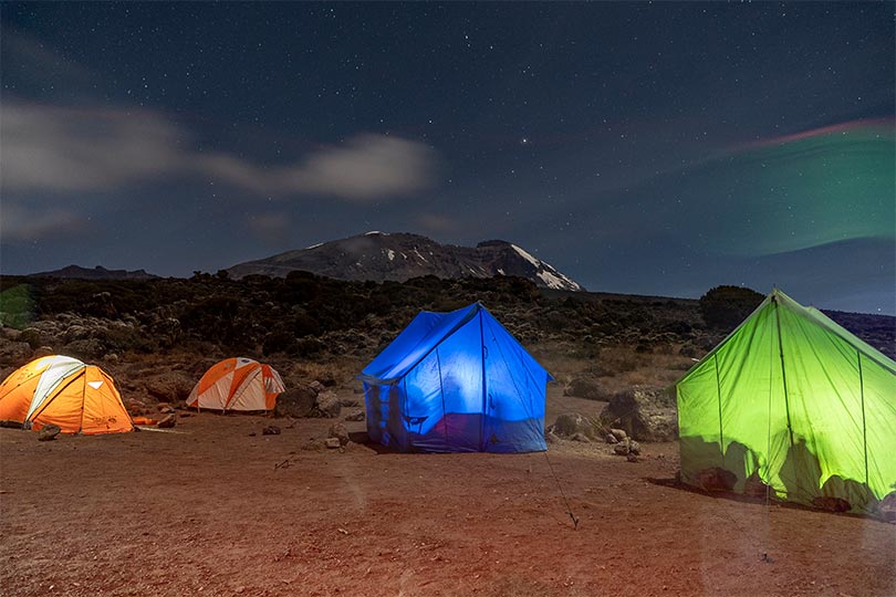 Clear and Stunning view of the sky while climbing mount Kilimanjaro during full moon