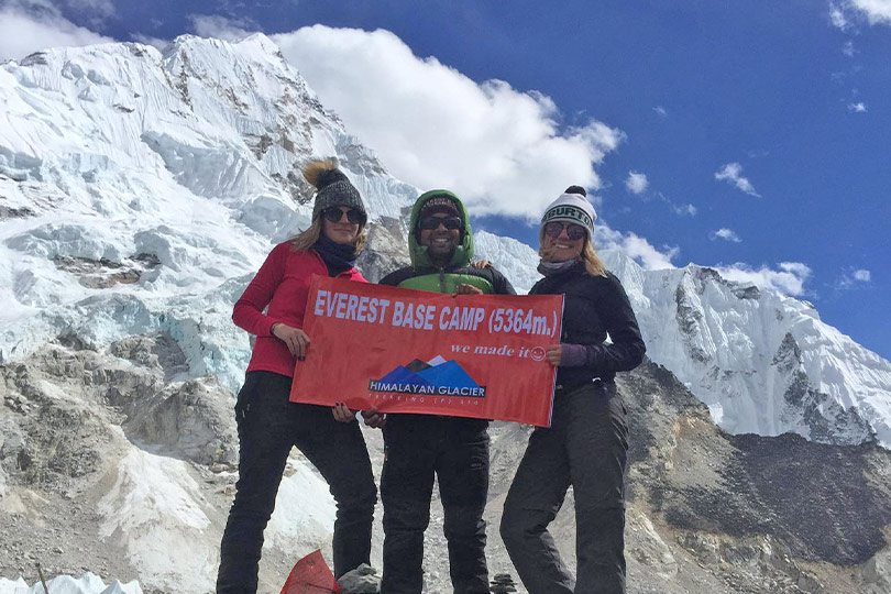 Clients at Everest Base Camp; one of the 10 best treks in the everest region