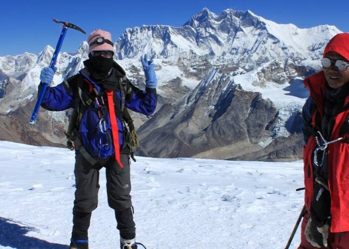 Climbers with packing list for peak climbing in Nepal