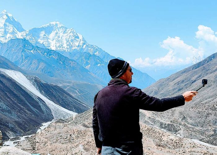 Foreigner trekking solo in Nepal