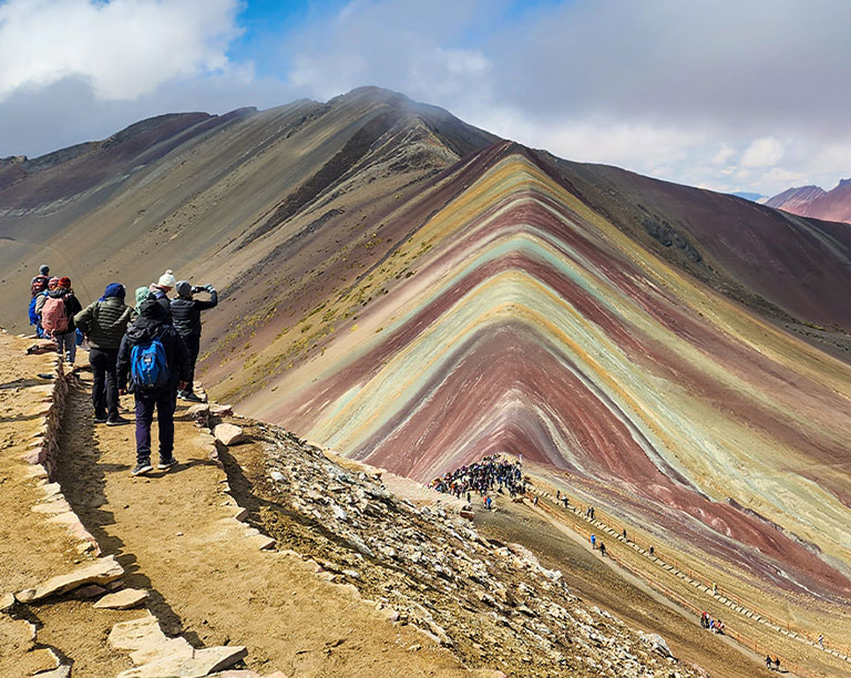 view of rainbow mountain in peru
