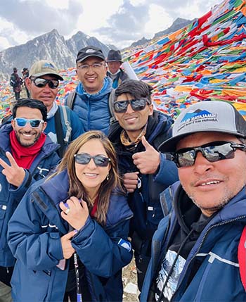 taking selfie with guests