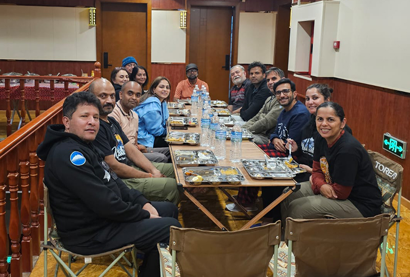 Himalayan Glacier's guests having dinner during Kailash Yatra