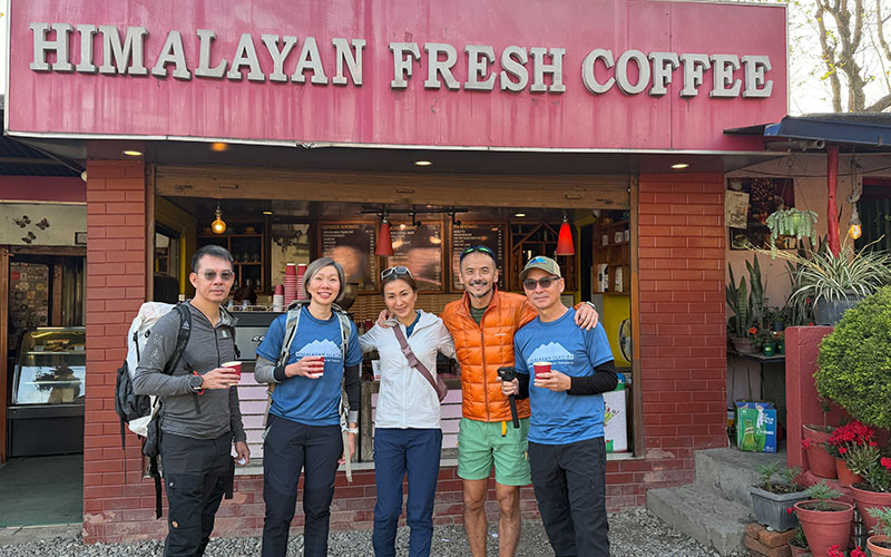 Himalayan Glacier Guest trying fresh coffee during annapurna circuit trek