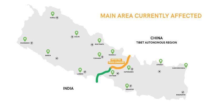 affected areas due to rashuwa flood 2026
